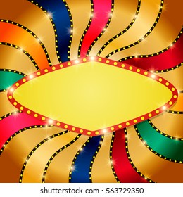 Retro banner on colorful shining background. Vector illustration