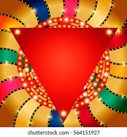 Retro banner on colorful shining background. Vector illustration