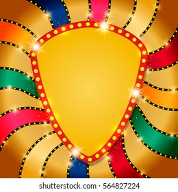 Retro banner on colorful shining background. Vector illustration