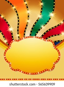 Retro banner on colorful shining background. Vector illustration