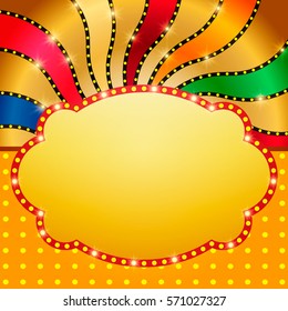 Retro banner on colorful shining background. Vector illustration