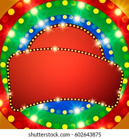 Retro banner on colorful shining background. Vector illustration