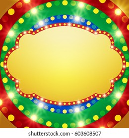 Retro banner on colorful shining background. Vector illustration