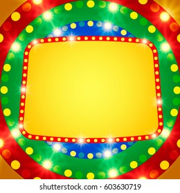Retro banner on colorful shining background. Vector illustration
