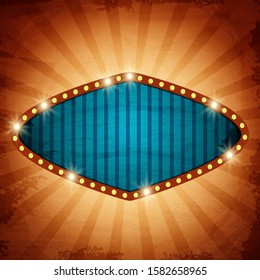 Retro banner on Grunge circus vintage background. Design for presentation, concert, show