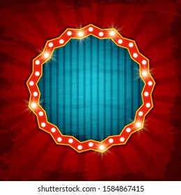Retro banner on Grunge circus vintage background. Design for presentation, concert, show