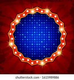Retro banner on Grunge circus vintage background. Design for presentation, concert, show