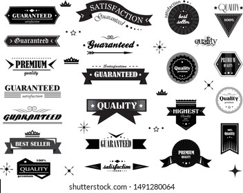 Retro Banner And Ribbon Design Elements. Retro Banners And Labels In Vintage Style Isolated On White Background. Vector Set For Ribbon Logo, Label, Banner And Sticker. Icons for Badge, Stamp And Seal