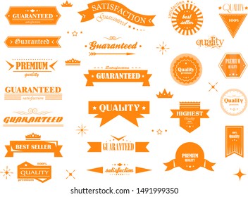 Retro Banner And Ribbon Design Elements. Retro Banners And Labels In Vintage Style Isolated On White Background. Vector Set For Ribbon Logo, Label, Banner And Sticker. Icons for Badge, Stamp And Seal