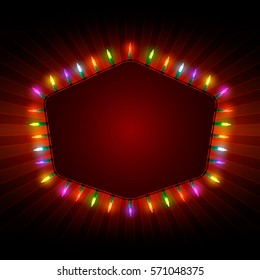 Retro banner with shining colorful lights. Vector illustration