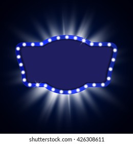 Retro banner with shining lights. Shining retro light banner with space for text. Vector illustration