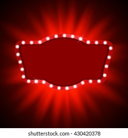 Retro banner with shining lights. Shining retro light banner with space for text. Vector illustration