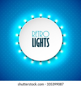 Retro banner with shining lights. Vector illustration.