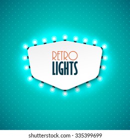 Retro banner with shining lights. Vector illustration.