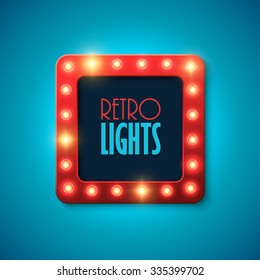 Retro banner with shining lights. Vector illustration.