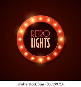 Retro banner with shining lights. Vector illustration.
