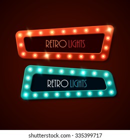 Retro banner with shining lights. Vector illustration.