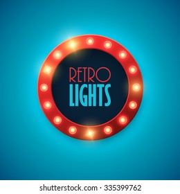 Retro banner with shining lights. Vector illustration.