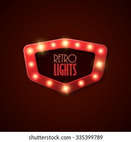 Retro banner with shining lights. Vector illustration.