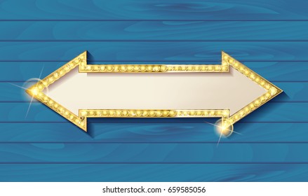 Retro banner with shining lights. Vector illustration.