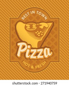 Retro banner with slice of pizza