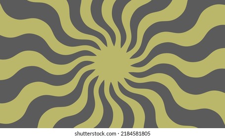 Retro banner with sun and rays in style of 70s. Sunburst, sunrise summer background. Sunbeam illustration, starburst geometric pattern. Vintage wallpaper
