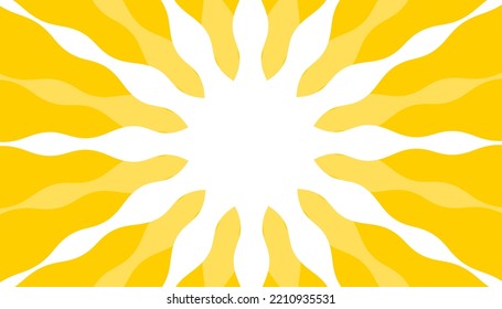 Retro banner with sun and rays in style of 70s. Sunburst, sunrise summer background. Sunbeam illustration, starburst geometric pattern. Vintage wallpaper