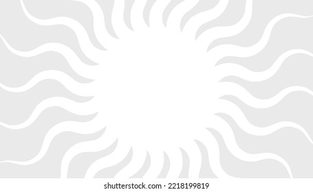 Retro banner with sun and rays in style of 70s. Sunburst, sunrise summer background. Sunbeam illustration, starburst geometric pattern. Vintage wallpaper