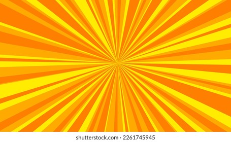 Retro banner with sun and rays in style of 70s. Sunburst, sunrise summer background. Sunbeam illustration, starburst geometric pattern. Vintage wallpaper	