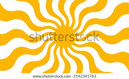 Retro banner with sun and rays in style of 70s. Sunburst, sunrise summer background. Sunbeam illustration, starburst geometric pattern. Vintage wallpaper