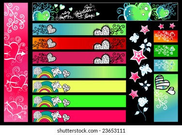 Retro banners and desing element for Valentine's Day