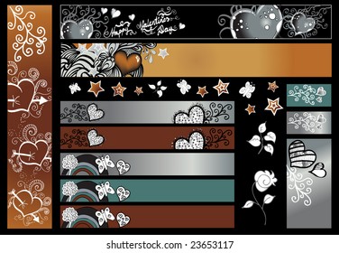 Retro banners and desing element for Valentine's Day