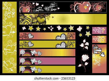 Retro banners and desing element for Valentine's Day