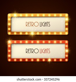 Retro Banners With Shining Lights. Vector Illustration.