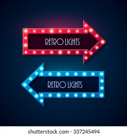 Retro banners with shining lights. Vector illustration.