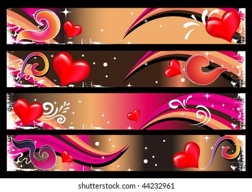 Retro banners for Valentine's Day