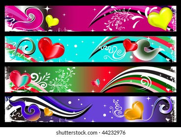 Retro banners for Valentine's Day