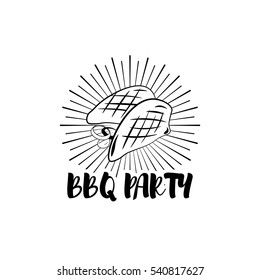 Retro barbecue grill meat label design concept. Vector illustration isolated on white background
