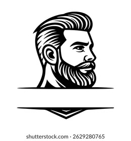 Retro Barber Shop Logo with Bearded Man