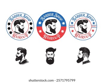 Retro barber shop logo design