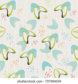 Retro bark cloth boomerangs background pattern	