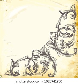 Retro baroque decorations element with flourishes calligraphic ornament. Vintage style design collection for Posters, Placards, Invitations, Banners, Badges and Logotypes.