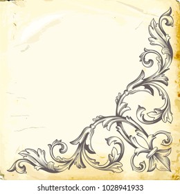 Retro baroque decorations element with flourishes calligraphic ornament. Vintage style design collection for Posters, Placards, Invitations, Banners, Badges and Logotypes.