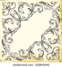 Retro baroque decorations element with flourishes calligraphic ornament. Vintage style design collection for Posters, Placards, Invitations, Banners, Badges and Logotypes.