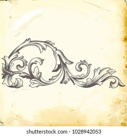 Retro baroque decorations element with flourishes calligraphic ornament. Vintage style design collection for Posters, Placards, Invitations, Banners, Badges and Logotypes.