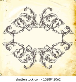 Retro baroque decorations element with flourishes calligraphic ornament. Vintage style design collection for Posters, Placards, Invitations, Banners, Badges and Logotypes.