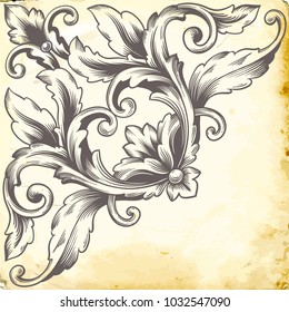 Retro baroque decorations element with flourishes calligraphic ornament. Vintage style design collection for Posters, Placards, Invitations, Banners, Badges and Logotypes.