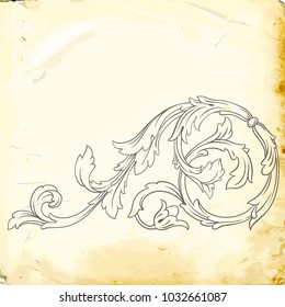 Retro baroque decorations element with flourishes calligraphic ornament. Vintage style design collection for Posters, Placards, Invitations, Banners, Badges and Logotypes.