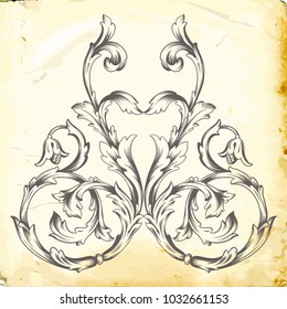 Retro baroque decorations element with flourishes calligraphic ornament. Vintage style design collection for Posters, Placards, Invitations, Banners, Badges and Logotypes.