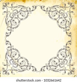 Retro baroque decorations element with flourishes calligraphic ornament. Vintage style design collection for Posters, Placards, Invitations, Banners, Badges and Logotypes.